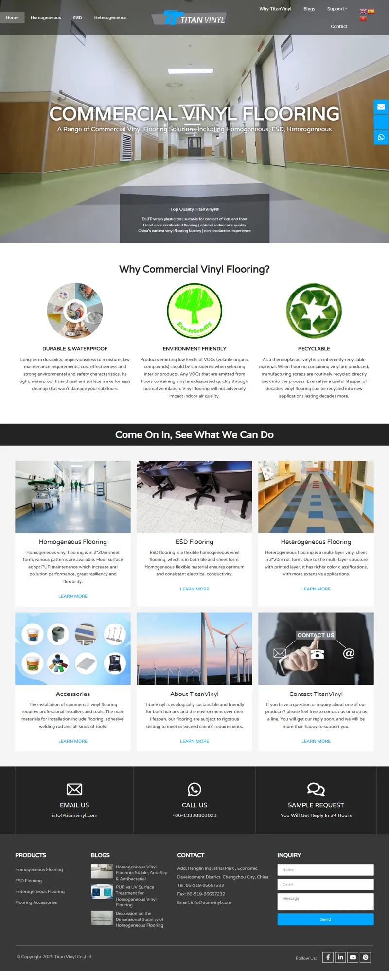 Commercial Vinyl Flooring | Homogeneous & ESD Flooring - TitanVinyl 网页长截图