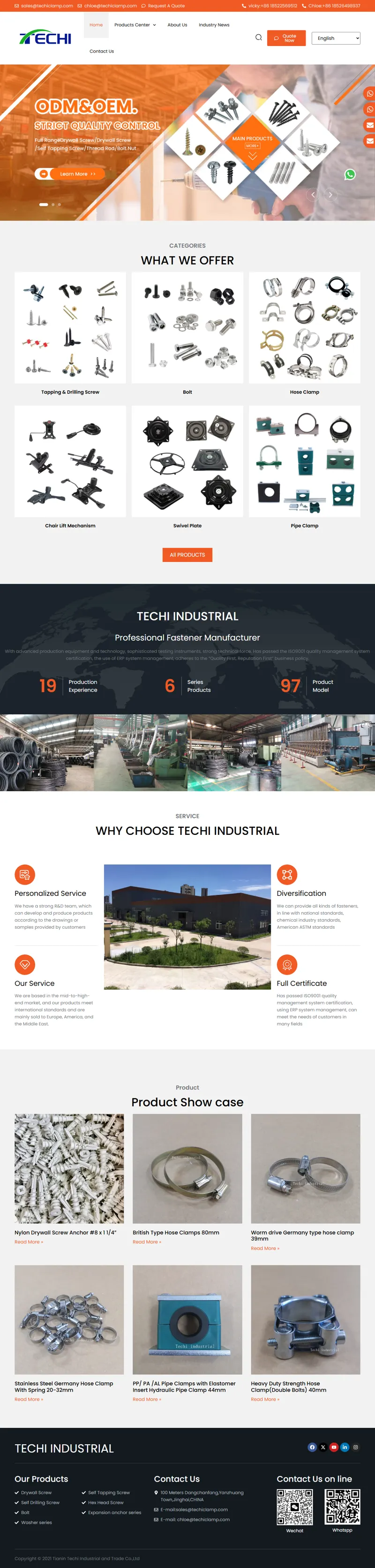 Techi Indutrial is hose clamp,drywall screw manfuacturer 网页长截图