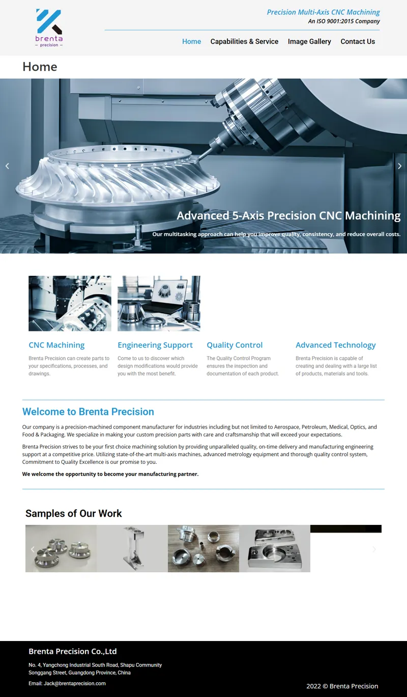 Brenta Precision – A Full-Service CNC Machining Job Shop 网页长截图